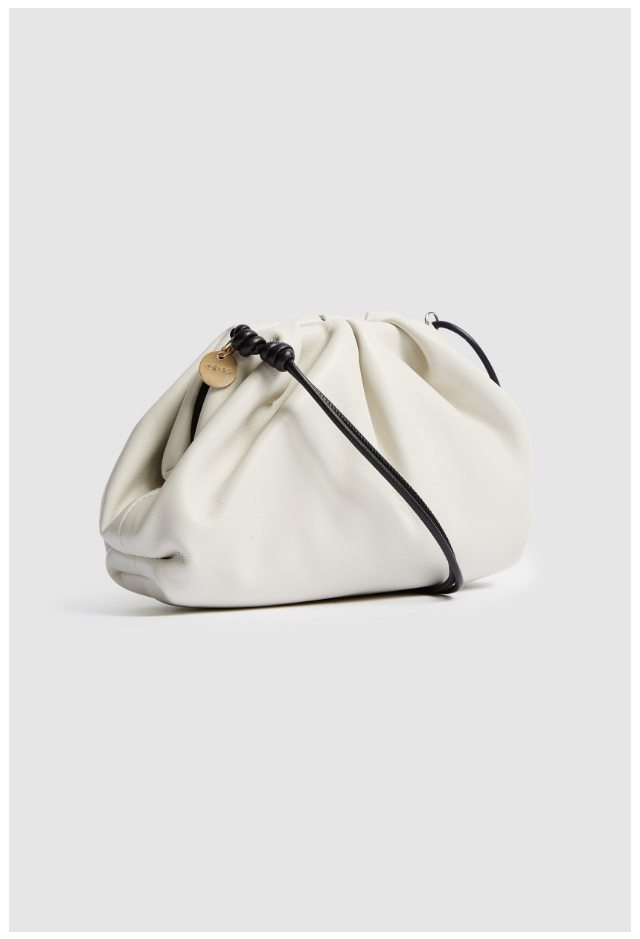 Ellena White Leather Clutch Bag