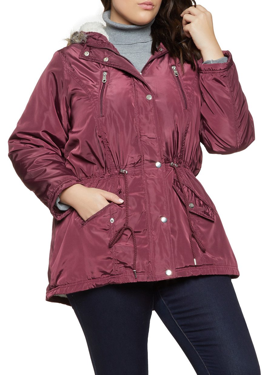 Plus Size Sherpa Lined Parka