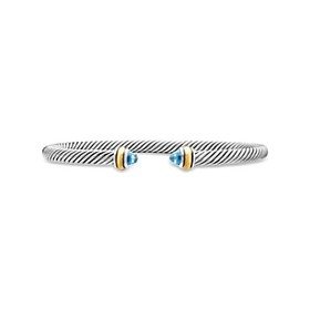 Classic Cable Bracelet in Sterling Silver with 18K Yellow Gold, 4mm