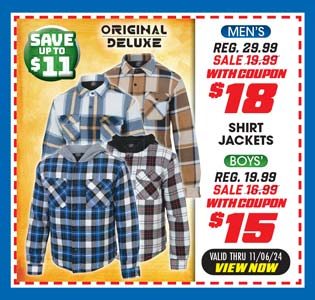 Original Deluxe Men's or Boys' Shirt Jacket