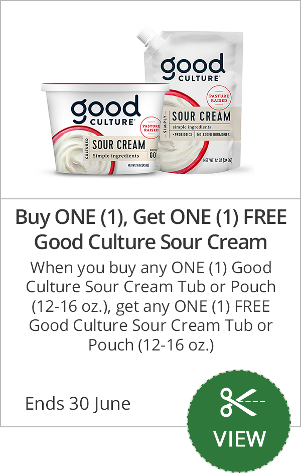 Buy ONE (1), Get ONE (1) FREE Good Culture Sour Cream