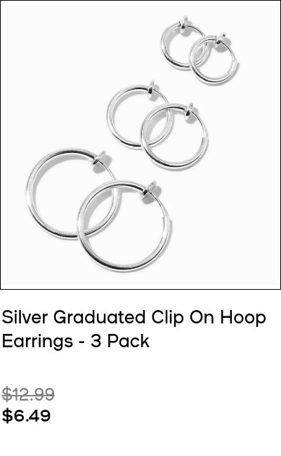 Silver Graduated Clip On Hoop Earrings - 3 Pack