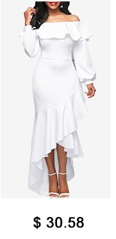 Off the Shoulder Lantern Sleeve Flouncing Dress