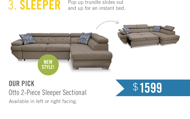 Otto 2-Piece Chenille Right-Facing Sleeper Sectional.