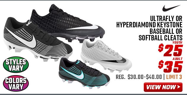 Nike Ultrafly or Hyperdiamond Keystone Baseball or Softball Cleats