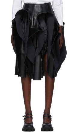Comme des Garçons - Black Faux Leather Ruffle Skirt