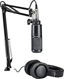 Audio-Technica AT2020 Microphone with Headphones and Boom Arm