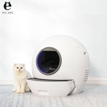 Elspet 4L Smart Cat Toilet Automatic Self Cleaning Cat Toilet EnClosed Pet Tray Cat Litter Box Automatic Smart APP Remote Sand Box Slient UV Disinfection