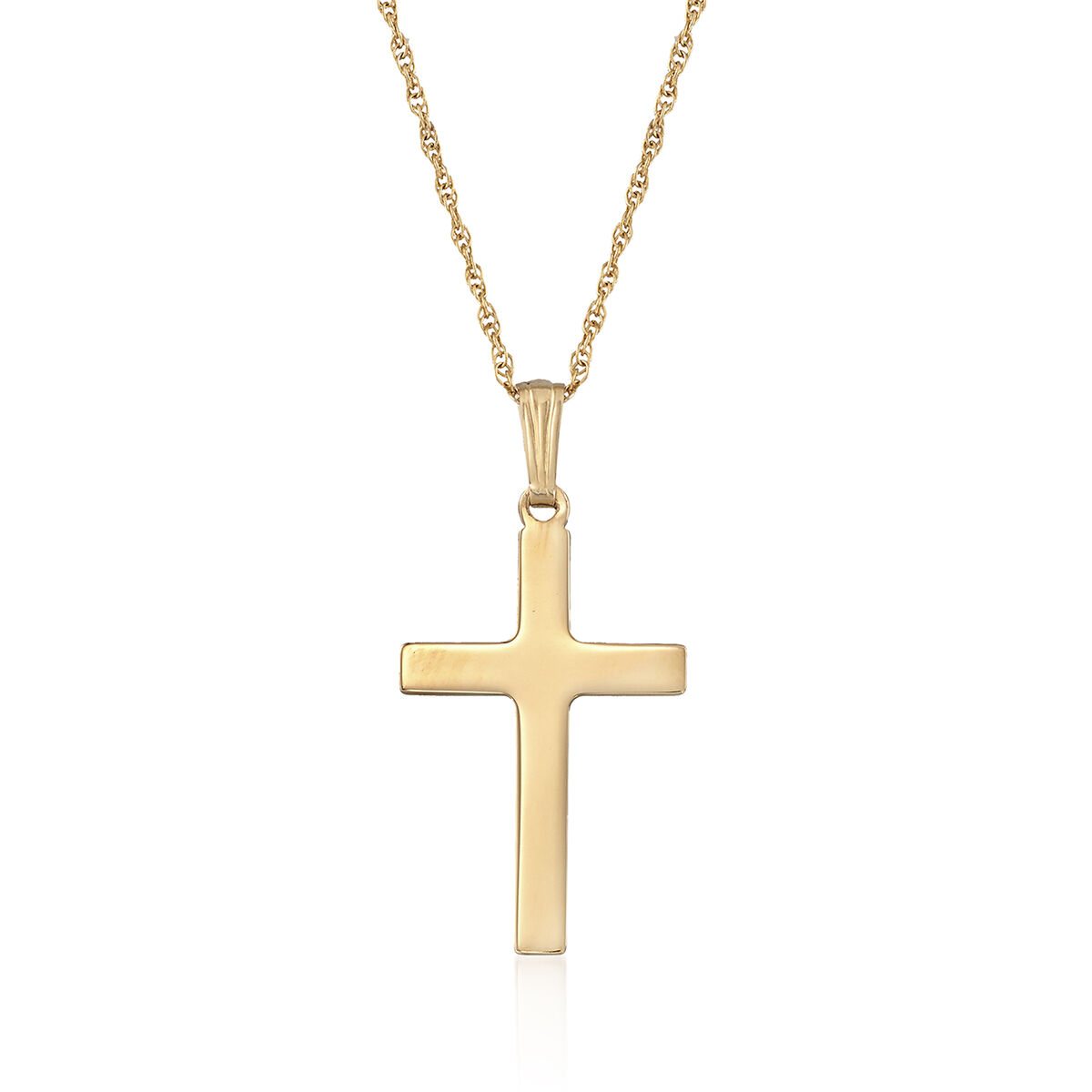 14kt Yellow Gold Cross Pendant Necklace. 18"