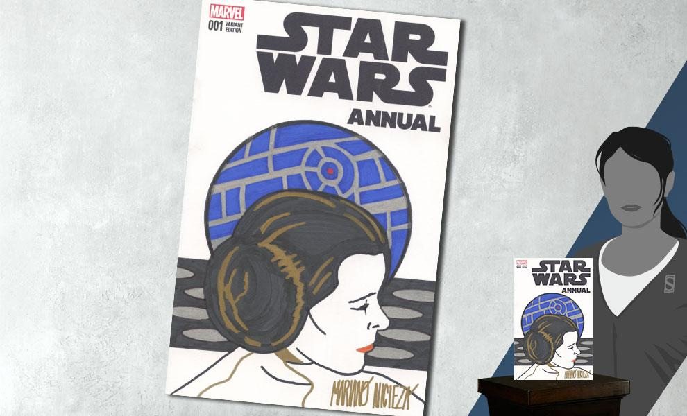 Star Wars Annual #1 Princess Leia Sketch Cover Comic Book Signed my Mariano Nicieza Gold Ink (Dynamic Forces)