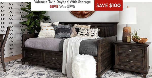 Valencia Twin Daybed With Storage CLEARANCE $895 Was: $995