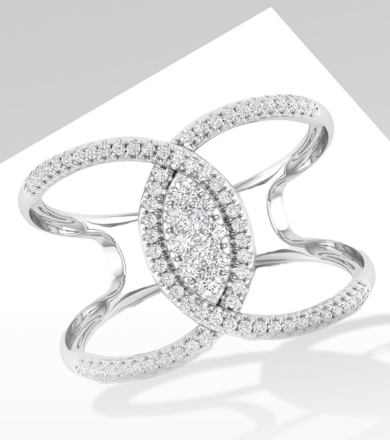 Multi-Diamond Marquise Ring 1/3 ct tw Round-cut 10K White Gold