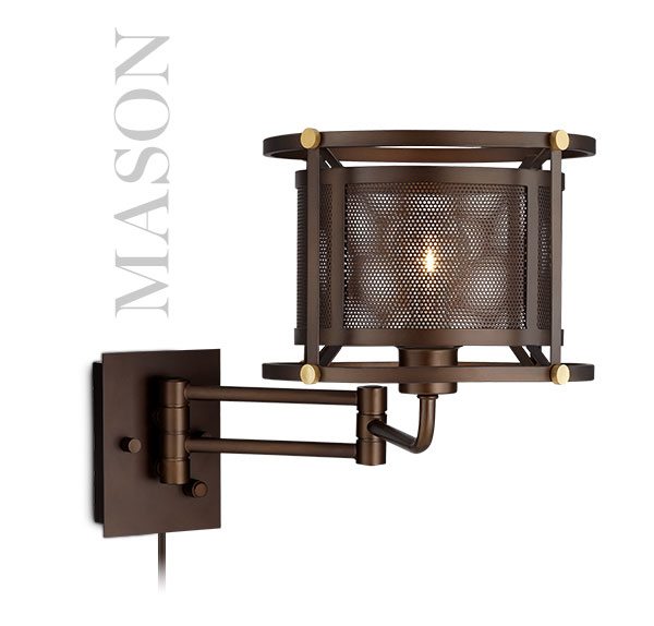 Mason Oil-Rubbed Bronze Mesh Swing Arm Wall Lamp