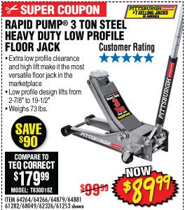 View 3 ton Low Profile Steel Heavy Duty Floor Jack with Rapid Pump®