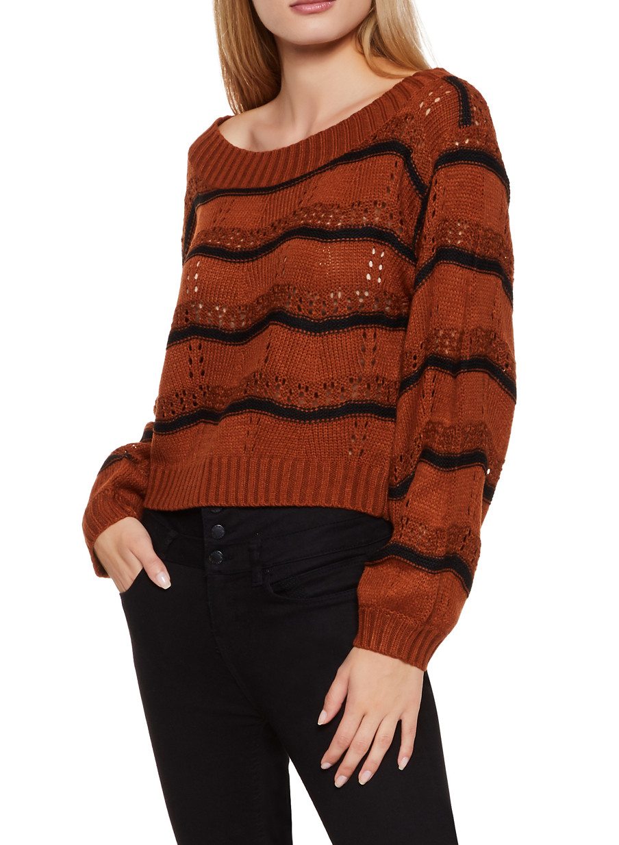 Striped Eyelet Sweater