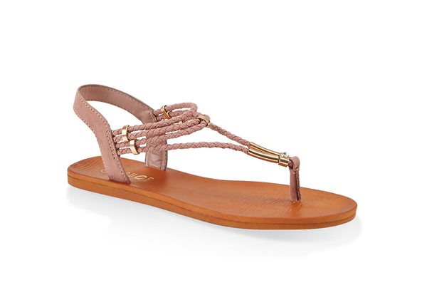 Braided Band Thong Slingback Sandals