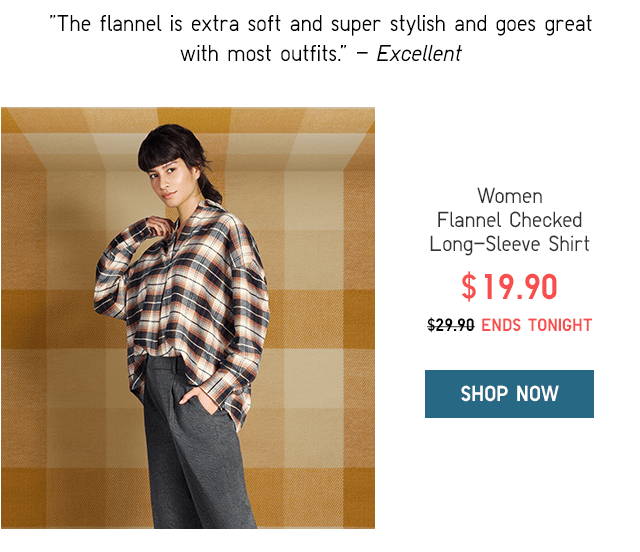 WOMEN FLANNEL CHECKED LONG-SLEEVE SHIRT $19.90 - SHOP NOW