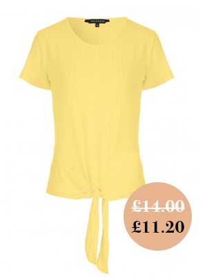 Yellow Ribbed Knot Front Top