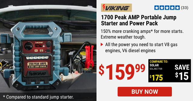 1700 Peak AMP Portable Jump Starter and Power Pack