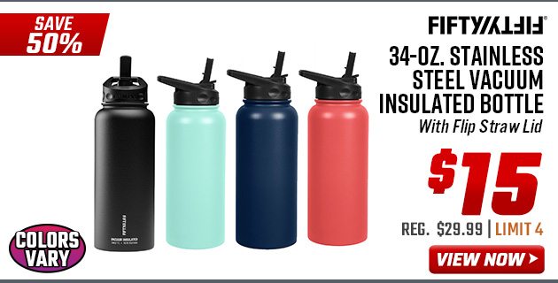 Fifty-Fifty 34-oz. Stainless Steel Vacuum Insulated Bottle 