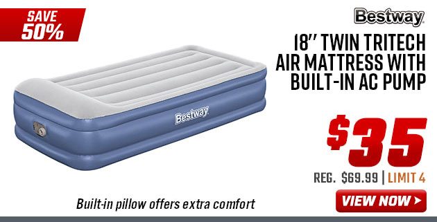 Bestway 18'' Twin Tritech Air Mattress with Built-in AC Pump