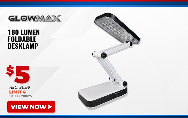 GLOWMAX 180 LUMEN FOLDABLE DESKLAMP