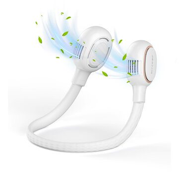 BlitzWolf BW-NF1 USB Portable Hanging Neck Fan Rechargeable Hands Free Bladeless Fan 1800mAh Battery Operated Fan 3-Speed Adjustable Headphone Design Air Cooler for Sports Office Outdoor