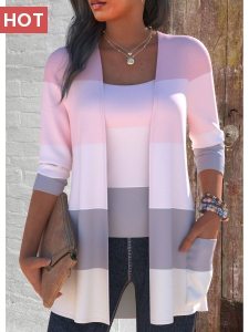 ROTITA Two Piece Striped Pink Cardigan and Tank Top