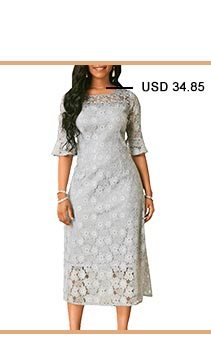 Round Neck Half Sleeve Lace Dress