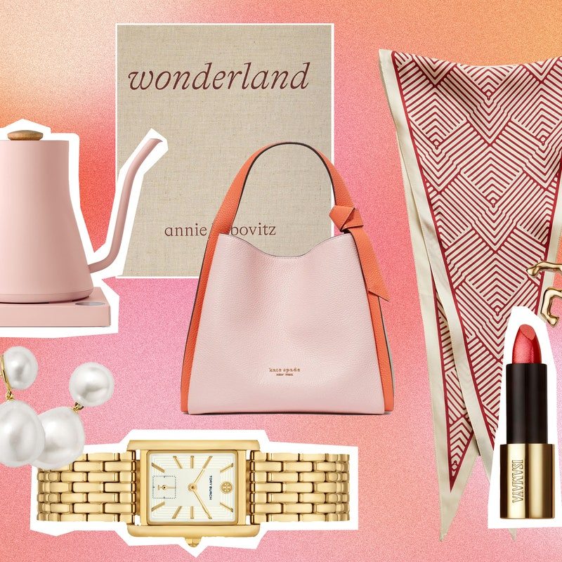 The best gifts for women, including a scarf, bag, pearl earrings, and a watch