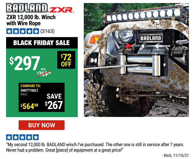 BADLAND: ZXR 12,000 Lb. Winch With Wire Rope