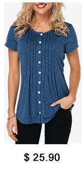 Crinkle Chest Button Up Navy Blue T Shirt