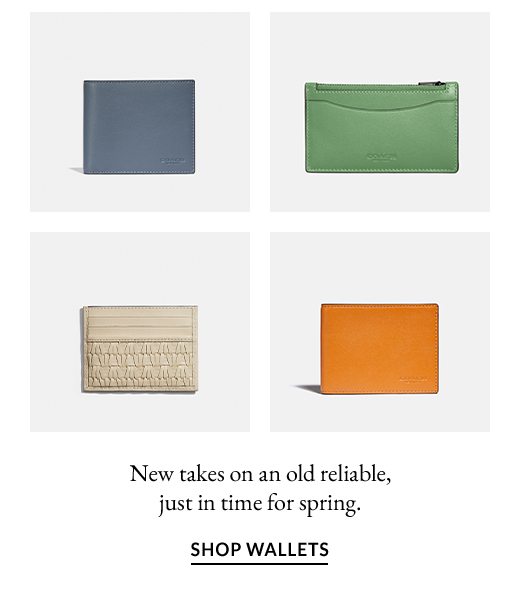 New takes on an old reliable, just in time for spring. SHOP WALLETS