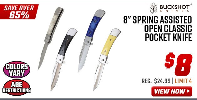 Buckshot 8'' Spring Assisted Open Classic Pocket Knife
