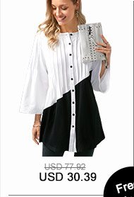 Color Block Button Up Pintuck Blouse