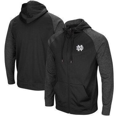 Colosseum Notre Dame Fighting Irish Black Blackout 2.0 Raglan Full-Zip Hoodie