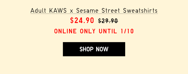 ADULTS KAWS X SESAME STREET SWEATSHIRTS $24.90 - SHOP NOW