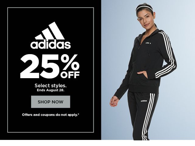 25% off adidas. Select styles. Shop now