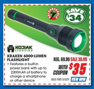 Kodiak Kraken Rechargeable 6000 Lumen Flashlight