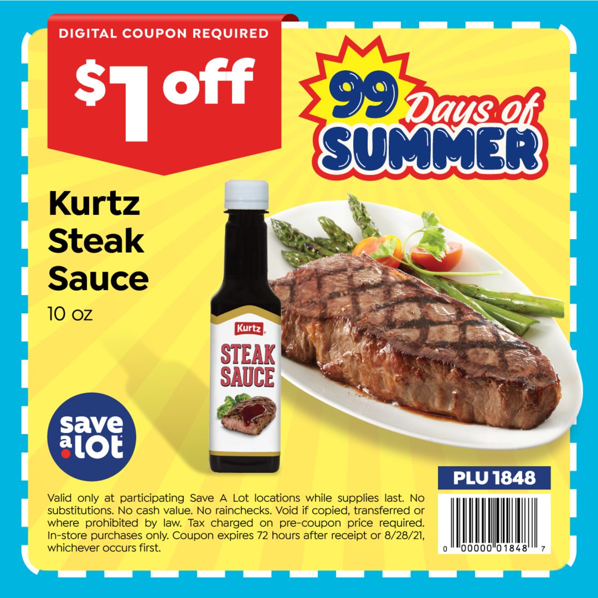 Save $1 OFF Kurtz Steak perfect for that BBQ'd Steak from Save A Lot