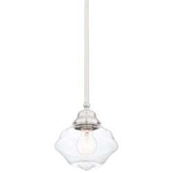 Abbe 7 1/2" Wide Brushed Nickel and Clear Glass Mini Pendant