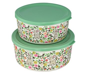 Bunny Meadow Round Bamboo Lunch Boxes
