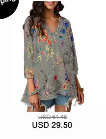 Three Quarter Sleeve Split Neck Blouse