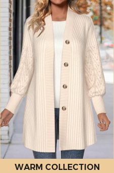 ROTITA Lace Beige Long Sleeve Button Coat