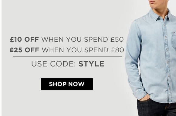 £10 off when you spend £50 | £25 off when you spend £80