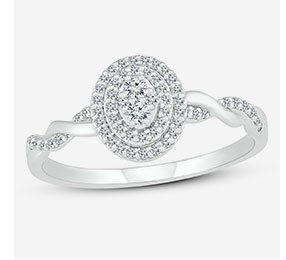 10K White Gold Diamond Ring