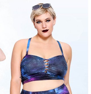 Galaxy Print Swim Top Plus Size