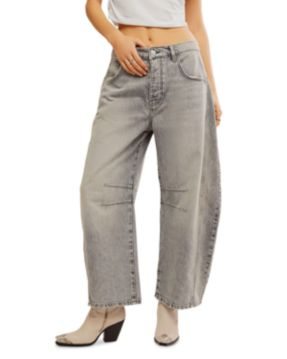 Free People We The Free Good Luck Mid Rise Barrel Jeans in Falcon Grey