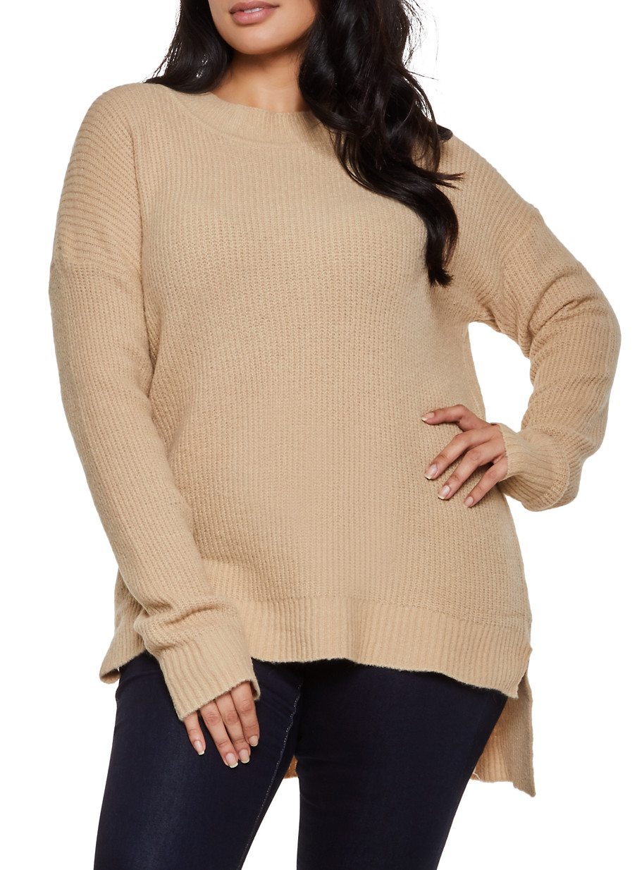 Plus Size Brushed Knit Tunic Sweater