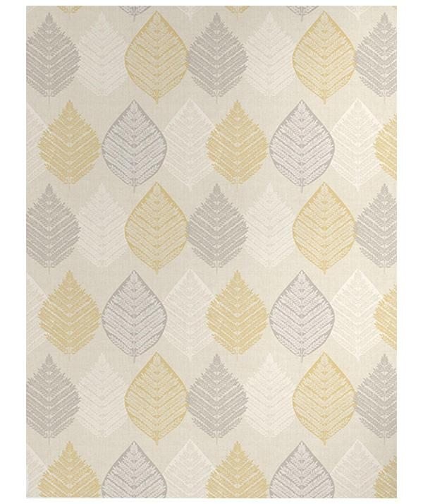 Ochre Leaf Motif Wallpaper